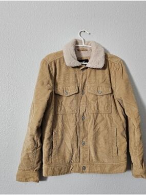 Men's Tan Corduroy Jacket with Sherpa Cuollar Sz S